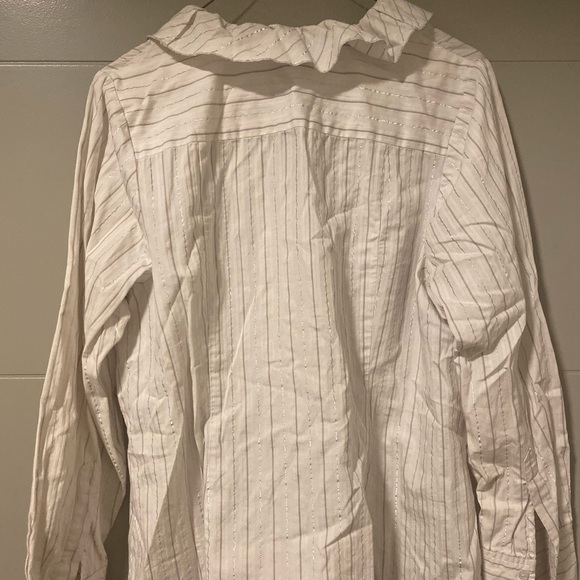 Lane Bryant White ruffled button down Blouse - Picture 3 of 5